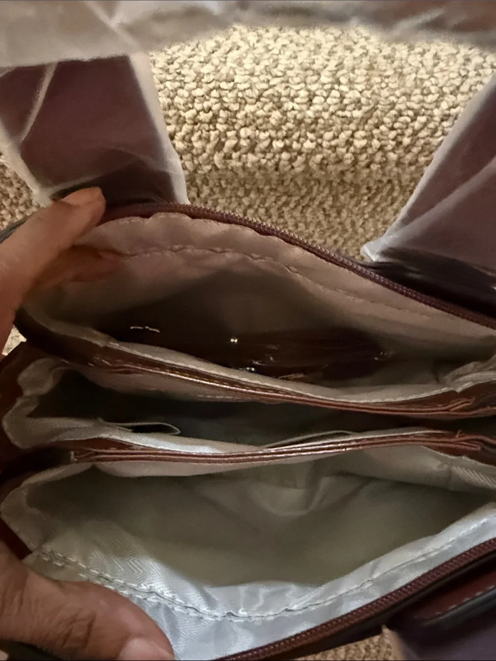 Women's Brown & Orange Structured Tote with Matching Wallet